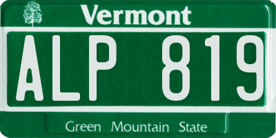 VT license plate ALP819