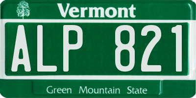 VT license plate ALP821