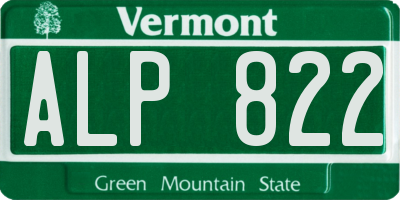 VT license plate ALP822
