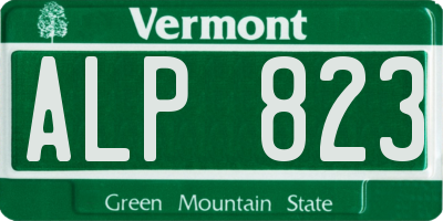 VT license plate ALP823