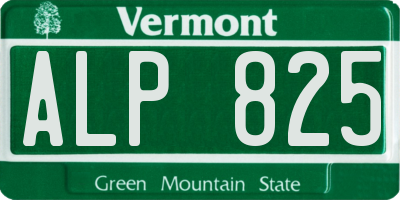 VT license plate ALP825