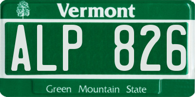 VT license plate ALP826