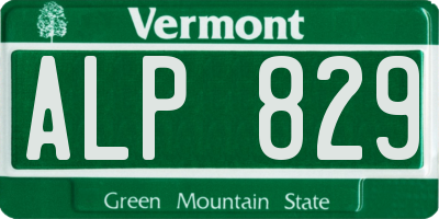 VT license plate ALP829