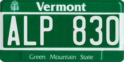 VT license plate ALP830