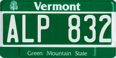 VT license plate ALP832