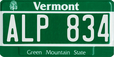VT license plate ALP834