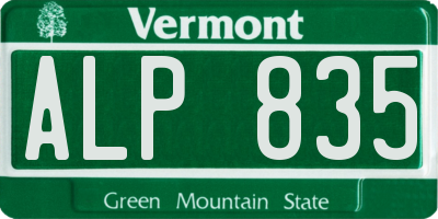 VT license plate ALP835