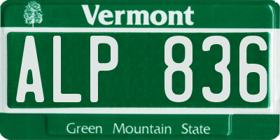 VT license plate ALP836