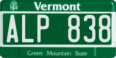 VT license plate ALP838