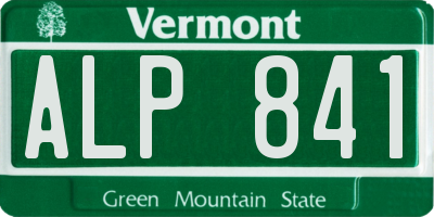 VT license plate ALP841