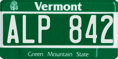 VT license plate ALP842