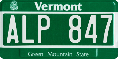 VT license plate ALP847