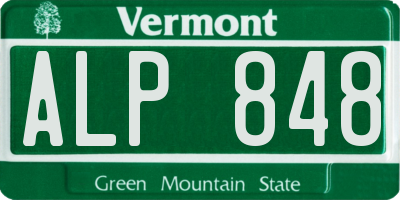 VT license plate ALP848
