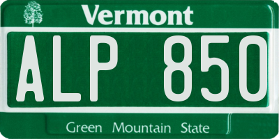 VT license plate ALP850