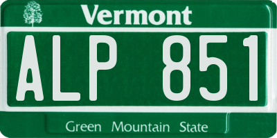 VT license plate ALP851