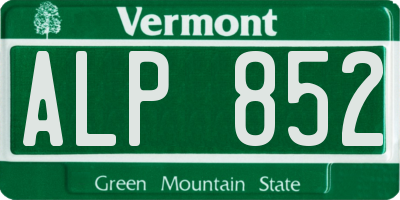 VT license plate ALP852