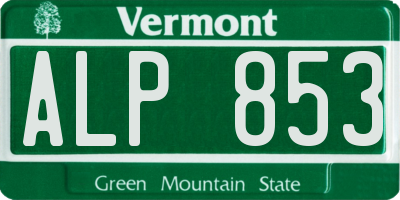 VT license plate ALP853