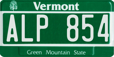 VT license plate ALP854