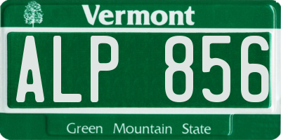 VT license plate ALP856