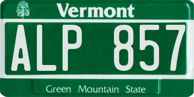 VT license plate ALP857