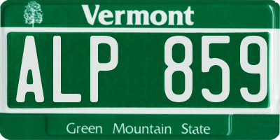 VT license plate ALP859