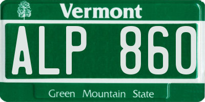 VT license plate ALP860