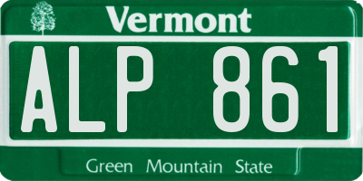 VT license plate ALP861