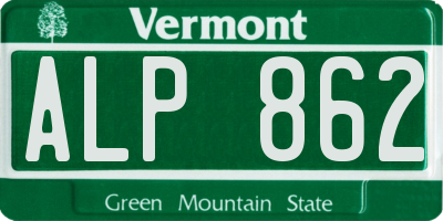 VT license plate ALP862