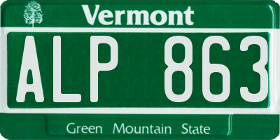 VT license plate ALP863