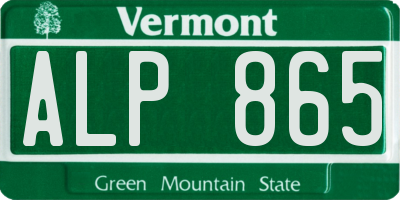 VT license plate ALP865