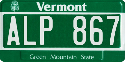 VT license plate ALP867