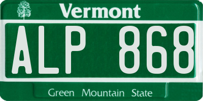 VT license plate ALP868
