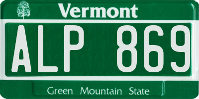 VT license plate ALP869