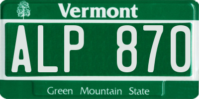 VT license plate ALP870