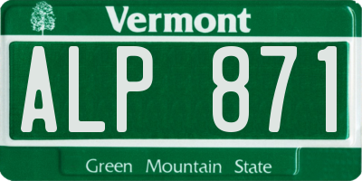 VT license plate ALP871