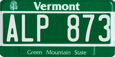 VT license plate ALP873