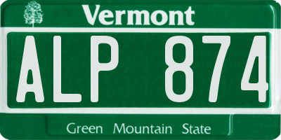 VT license plate ALP874