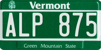 VT license plate ALP875