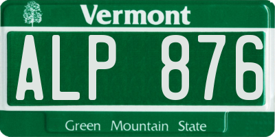 VT license plate ALP876