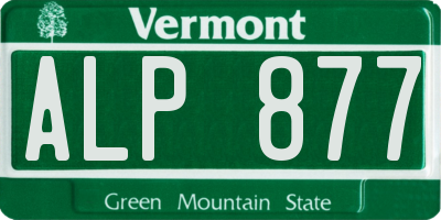 VT license plate ALP877