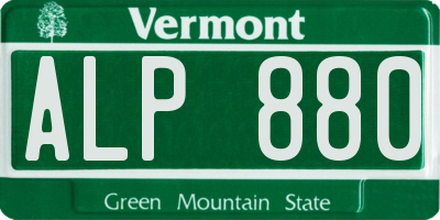 VT license plate ALP880