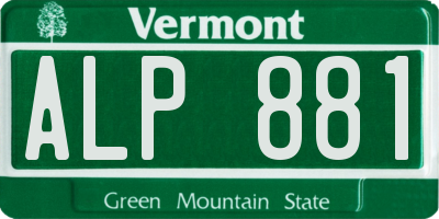 VT license plate ALP881