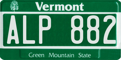VT license plate ALP882