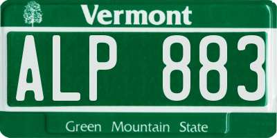 VT license plate ALP883