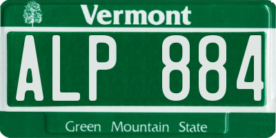 VT license plate ALP884