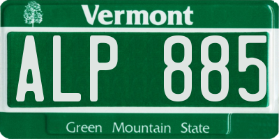 VT license plate ALP885