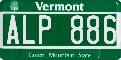 VT license plate ALP886