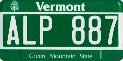 VT license plate ALP887