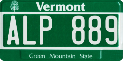 VT license plate ALP889