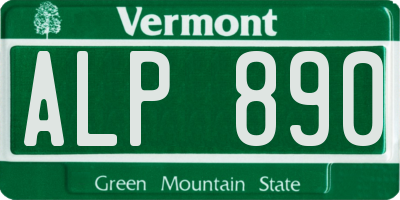 VT license plate ALP890
